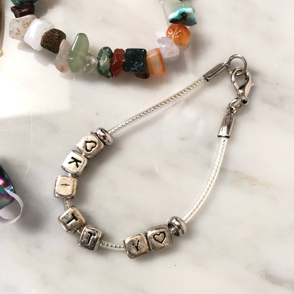 Lot of 5 Mixed Jewelry Gemstone Glass Bead KITTY Bracelets Stainless Steel Rings - Picture 7 of 10